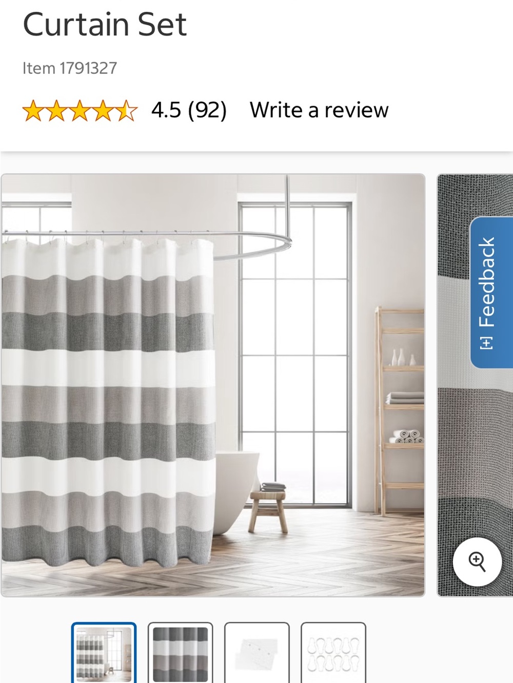 Neutral Stripe Shower Curtain Set - Gray and White